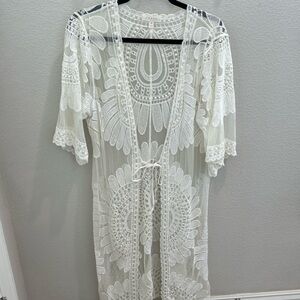 Ivory lace duster